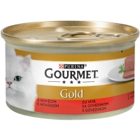 PURINA Gourmet Gold Mousse, Vită, conservă hrană umedă pisici, (pate), 85g
