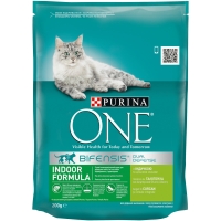 PURINA One Indoor, Curcan cu Cereale Integrale, hrană uscată pisici, 200g