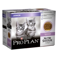 PURINA Pro Plan Nutrisavour Junior, Terină cu Curcan, pachet economic plic hrană umedă pisici junior, (pate), 85g x 10