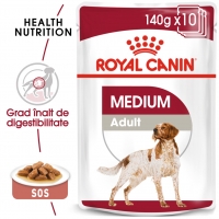 Royal Canin Medium Adult, bax hrană umedă câini, (în sos), 140g x 10