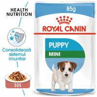 Royal Canin Mini Puppy, plic hrană umedă câini junior (în sos), 85g