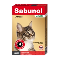 SABUNOL, deparazitare externă pisici, zgardă, 35 cm, roșu, 1buc