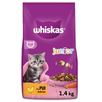 WHISKAS Junior, Pui, hrană uscată pisici junior, 1.4kg