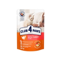 CLUB 4 PAWS Premium Kitten, Curcan, plic hrană umedă pisici junior, (în aspic), 80g 
