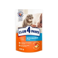 CLUB 4 PAWS Premium, Somon, bax plic hrană umedă pisici, (în aspic), 100g x 24