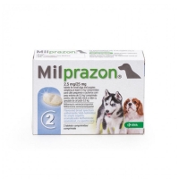 Milprazon Caine 2.5 / 25 mg (< 5 kg), 2 comprimate