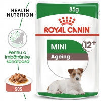 Royal Canin Mini Ageing 12+, plic hrană umedă câini senior, (în sos), 85g