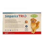 SIMPARICA Trio, comprimate masticabile antiparazitare, câini 20-40kg, 48 mg, 3 comprimate