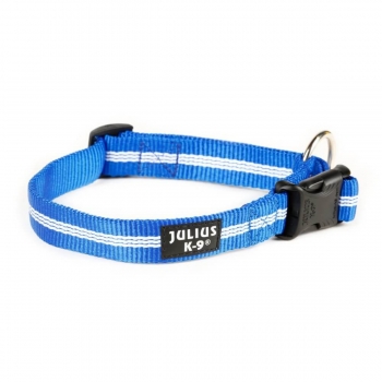 JULIUS-K9 IDC Tubular webbing, zgardă ajustabilă fosforescentă câini, nylon, 25mm x 39-65cm, albastru JULIUS-K9 imagine 2022