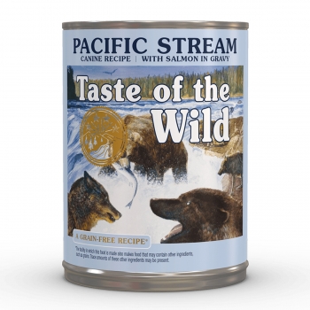 TASTE OF THE WILD Pacific Stream, Somon, pachet economic conservă hrană umedă fără cereale câini, (în sos), 390g x 6