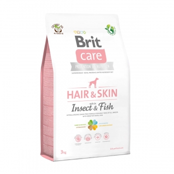 BRIT Care Hair&Skin Adult S-XL, Insecte și Pește, hrană uscată fără cereale câini, piele și blană, 3kg 3kg imagine 2022