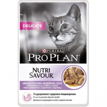 Pro Plan Delicate Nutrisavour, Sos cu curcan, 85 g imagine
