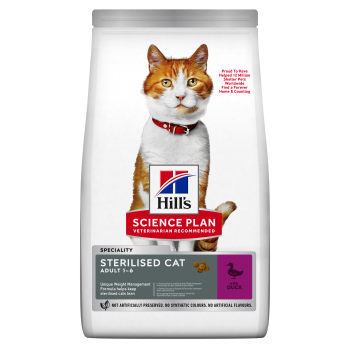 HILL’S SCIENCE PLAN Adult Sterilised, Rață, hrană uscată pisici sterilizate, 3kg 3kg imagine 2022