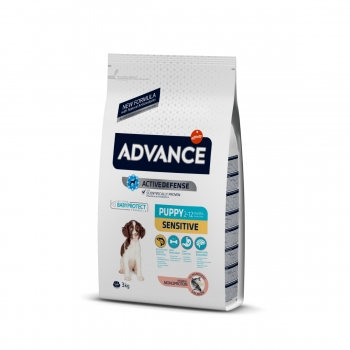 ADVANCE Sensitive Puppy, Somon, hrană uscată câini junior, sistem digestiv, 3kg