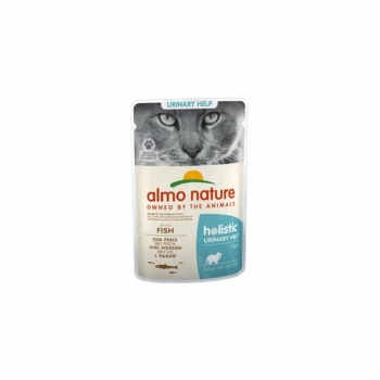 Almo nature holistic urinary help, pește, plic hrană umedă fără cereale pisici, sistem urinar, (în supă), 70g