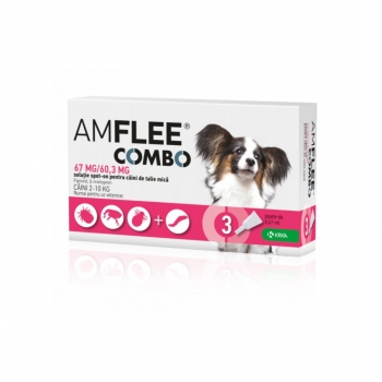 AMFLEE Combo Dog, spot-on, soluÈ›ie antiparazitarÄƒ, cÃ¢ini 2-10 kg, 3 pipete