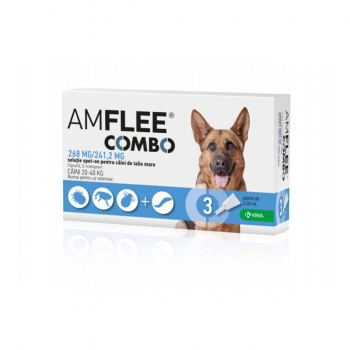 AMFLEE Combo Dog, spot-on, soluÈ›ie antiparazitarÄƒ, cÃ¢ini 20-40 kg, 3 pipete
