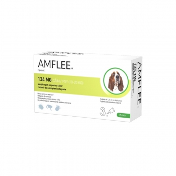 AMFLEE Dog, spot-on, soluție antiparazitară, câini 10-20 kg, 3 pipete
