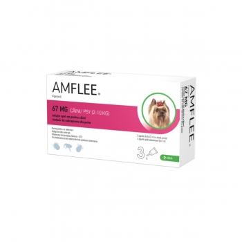 AMFLEE Dog, spot-on, soluÈ›ie antiparazitarÄƒ, cÃ¢ini 2-10 kg, 3 pipete