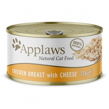 APPLAWS, Piept Pui și Brânză, pachet economic conservă hrană umedă pisici, (în supă), 70g x 6