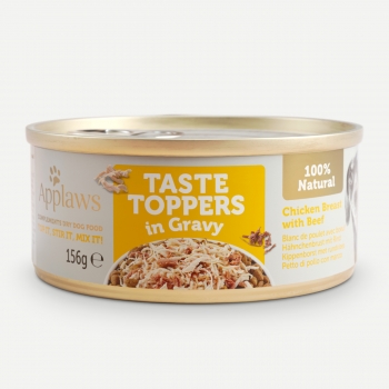 APPLAWS Taste Toppers, XS-XL, Pui și Vită, conservă hrană umedă fără cereale câini, (în sos), 156g (conserva)