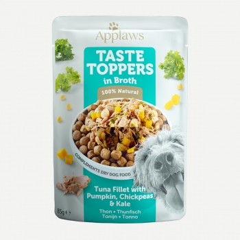 APPLAWS Taste Toppers, XS-XL, Ton și Legume, plic hrană umedă monoproteică fără cereale câini, (în supă), 85g (în imagine 2022