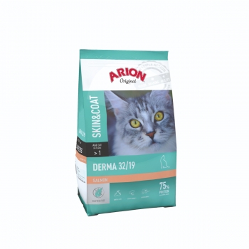 ARION Original Derma 32/19, Somon, hrană uscată pisici, piele și blană, 7.5kg