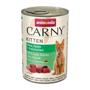 CARNY, Junior, Vită, Pui și Iepure, conservă hrană umedă pentru pisici, (In aspic), 400g Carny imagine 2022