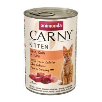 CARNY, Junior, Vită, Vițel și Pui, conservă hrană umedă pentru pisici, (In aspic), 400g Carny imagine 2022