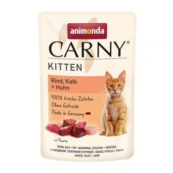 CARNY, Junior, Vită, Vițel și Pui, plic hrană umedă pentru pisici, (In aspic), 85g Carny imagine 2022