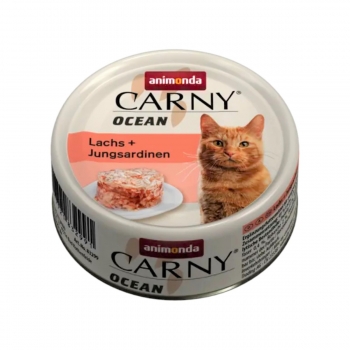 CARNY Ocean, Somon și Sardine, conservă hrană umedă pentru pisici, (In aspic), 80g Carny imagine 2022