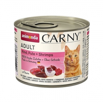 CARNY, Vită, Curcan și Creveți, conservă hrană umedă pentru pisici, (In aspic), 200g Carny imagine 2022