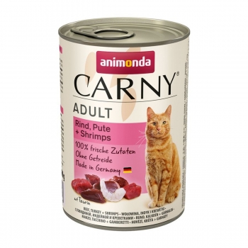 CARNY, Vită, Curcan și Creveți, conservă hrană umedă pentru pisici, (In aspic), 400g Carny imagine 2022