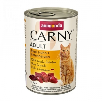 CARNY, Vită, Pui și Inimă de Rață, conservă hrană umedă pentru pisici, (In aspic), 400g Carny imagine 2022