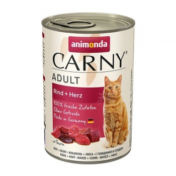 CARNY, Vită și Inimă, conservă hrană umedă pentru pisici, (In aspic), 400g Carny imagine 2022
