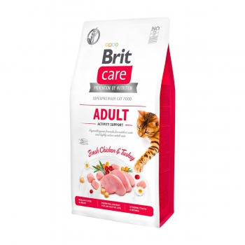 Brit Care Adult Activity Support, Pui Si Curcan, Hrana Uscata Fara Cereale Pisici, Activitate Intensa, 400g