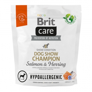 BRIT Care Hypoallergenic Dog Show Champion, XS-XL, Somon și Hering, hrană uscată monoproteică câini, sistem imunitar & alergii, 1kg 1kg imagine 2022