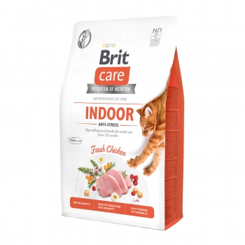 BRIT Care Indoor Anti-Stress, Pui, hrană uscată fără cereale pisici, antistres, 400g