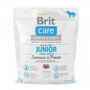 BRIT Care Junior Large Breed, L-XL, Somon cu Cartofi, hrană uscată fără cereale câini junior, 1kg