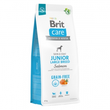 BRIT Care Grain-Free Junior Large Breed, L-XL, Somon, hrană uscată fără cereale câini junior, piele & blană, 12kg 12kg
