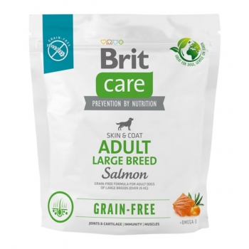 BRIT Care Grain-Free Adult Large Breed, L-XL, Somon, hrană uscată fără cereale câini, piele & blană, 1kg