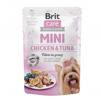 BRIT Care Mini, XS-S, File Pui și Ton, pachet economic plic hrană umedă câini, (în sos), 85g x 10