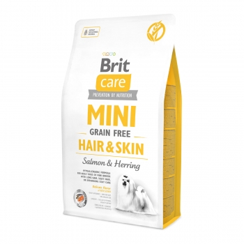 BRIT Care Mini Hair & Skin Adult, XS-S, Somon, hrană uscată fără cereale câini, piele și blană, 2kg 2kg imagine 2022