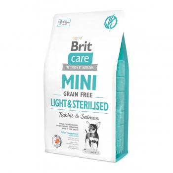 BRIT Care Mini Light & Sterilised, XS-S, Iepure, hrană uscată fără cereale câini sterilizați, 2Kg 2kg
