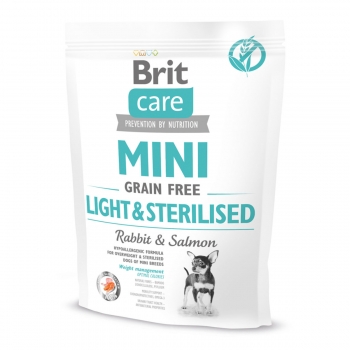 BRIT Care Mini Light & Sterilised, XS-S, Iepure, hrană uscată fără cereale câini sterilizați, 400g