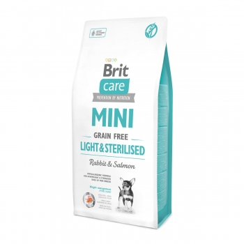 BRIT Care Mini Light & Sterilised, XS-S, Iepure, hrană uscată fără cereale câini sterilizați, 7Kg