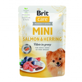 BRIT Care Mini Sterilised, XS-S, File Somon și Herring, plic hrană umedă câini sterilizați, (în sos), 85g (în imagine 2022