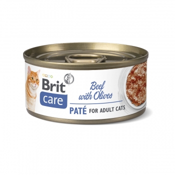 BRIT Care Pate, Vită cu Măsline, conservă hrană umedă conținut redus cereale pisici, (pate), 70g (pate) imagine 2022