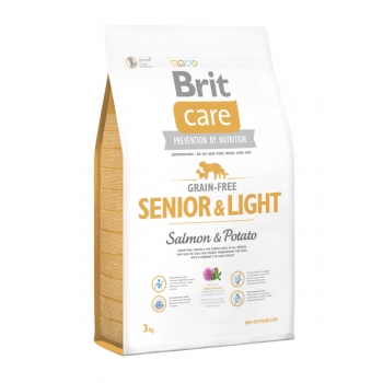 BRIT Care Senior & Light S-XL, Somon cu Cartofi, hrană uscată fără cereale câini senior, 3kg