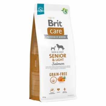 BRIT Care Senior & Light, XS-XL, Somon, hrană uscată fără cereale câini senior, obezitate, 12kg (obezitate imagine 2022